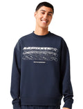 Moletom Lacoste Masculino Crewneck Loose Branded Azul Marinho