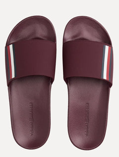 Chinelo Tommy Hilfiger Corp. Textured Pool Slide Vinho Escuro