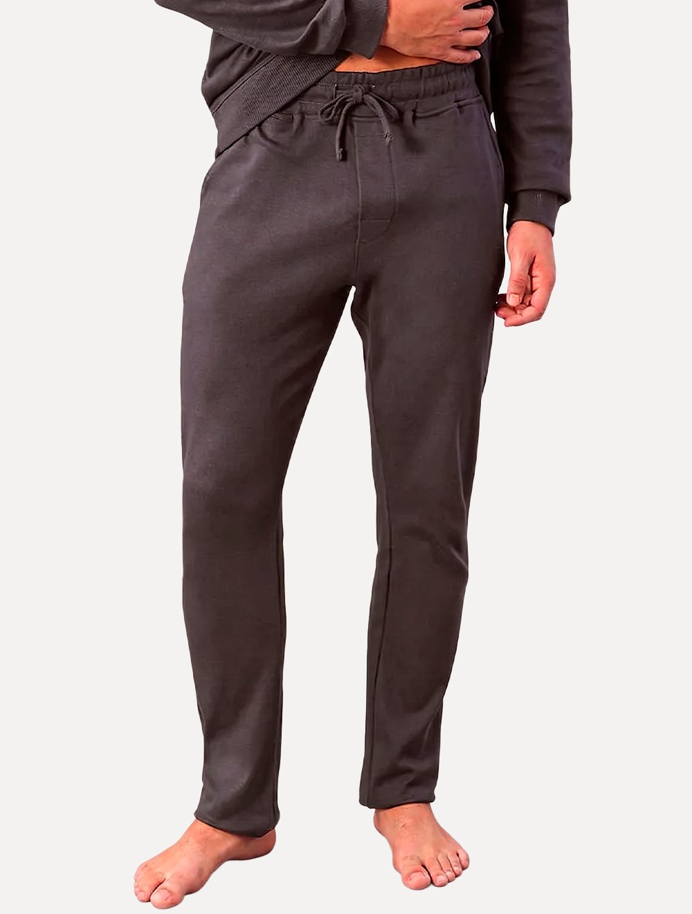 Calça Calvin Klein Masculina Moletom Reta Suedine CK Logo Chumbo