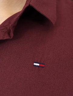 Camisa Tommy Jeans Masculina Slim Original Stretch Bordô