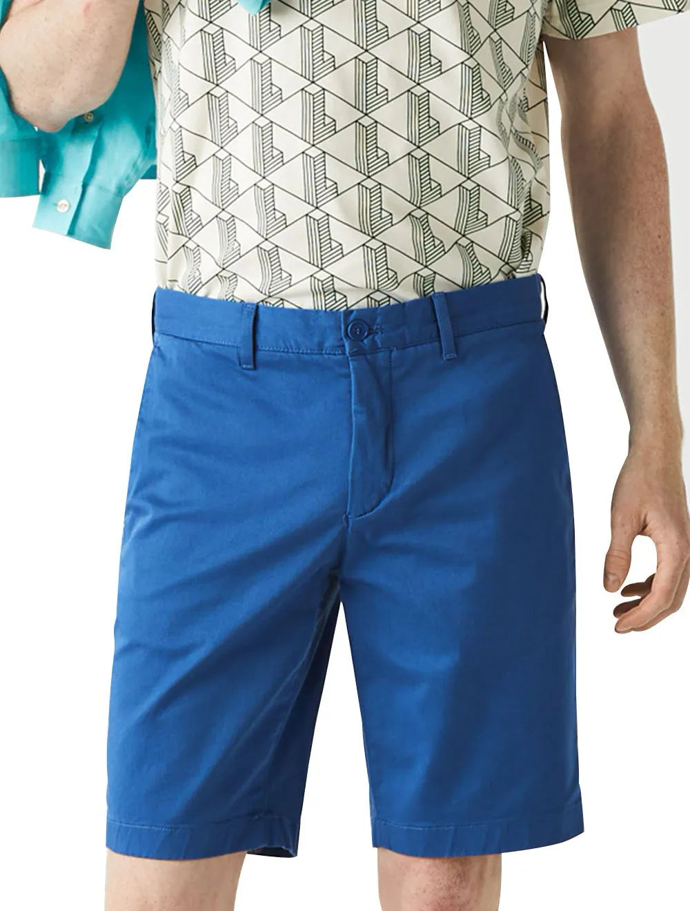 Bermuda Lacoste Masculina Sarja Slim Cotton Stretch Azul