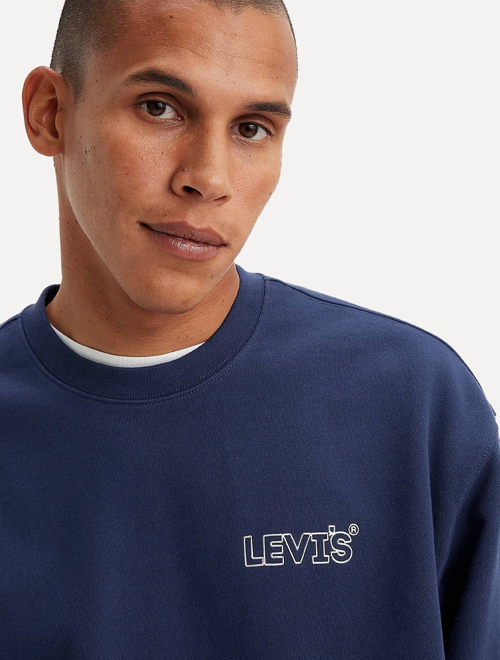 Moletom Levis Masculino Relaxed Crewneck Chrome Graphic Marinho