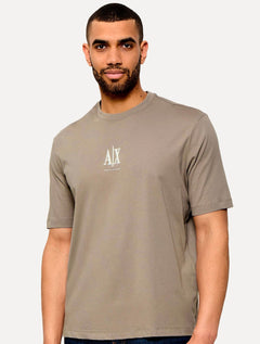 Camiseta Armani Exchange Masculina Regular Fit Small Logo Icon Cáqui Médio