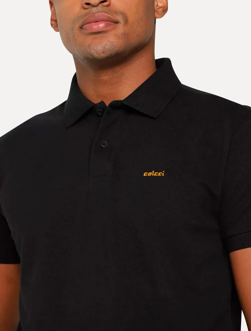 Polo Colcci Masculina Piquet Orange Logo Preta