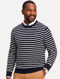 Suéter Tommy Hilfiger Masculino Crewneck Essential Cotton Listrada Azul/Branco