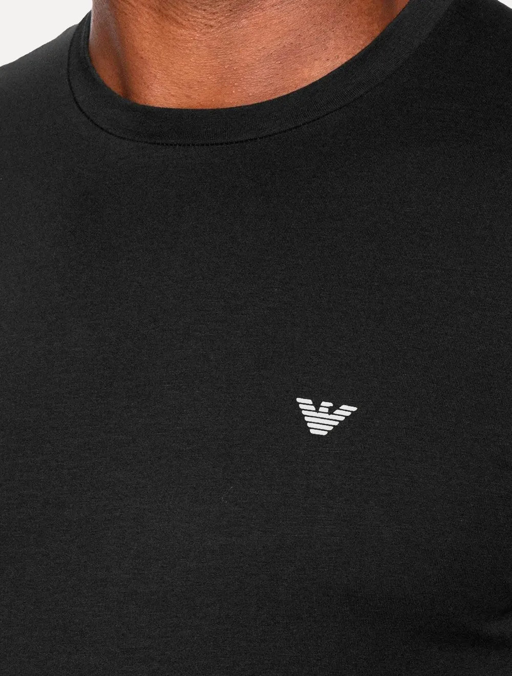 Kit Camisetas Empório Armani Masculina C-Neck Printed Logo Preta e Cinza Mescla