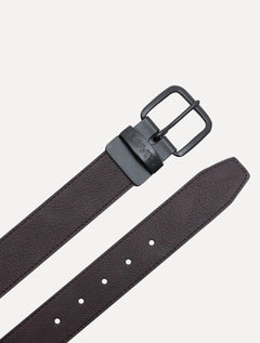 Cinto Levis Masculino Couro Reversible Metal Preto/Marrom Cafe