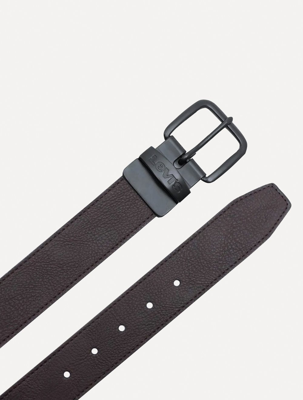 Cinto Levis Masculino Couro Reversible Metal Preto/Marrom Cafe