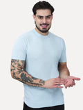 Camiseta Dixen Masculina Tricot Manga Curta Gola Careca Azul