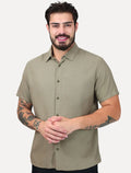 Camisa K&J Black Casual Linen Blend Caqui
