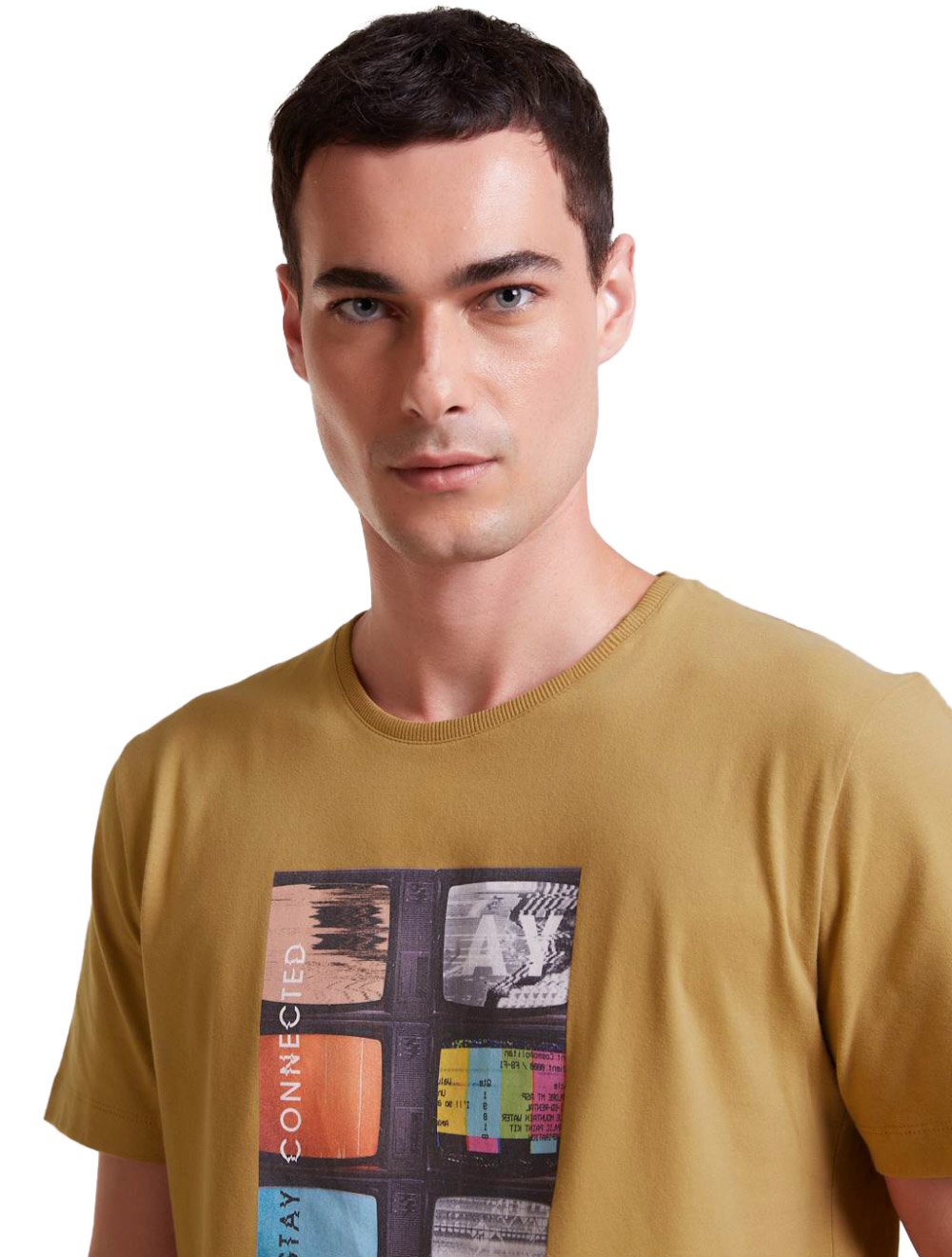 Camiseta Forum Masculina Stay Connected Caqui