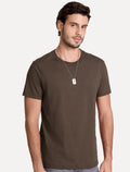 Camiseta John John Masculina Slim Fit Simple Marrom Escuro