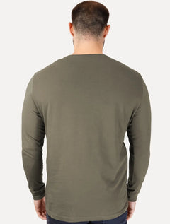 Camiseta Aramis Masculina Manga Longa Basica Logo Verde Militar
