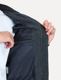 Jaqueta K&J Black Masculina Flanelada Bomber Cool Wool Cinza Escuro Mescla