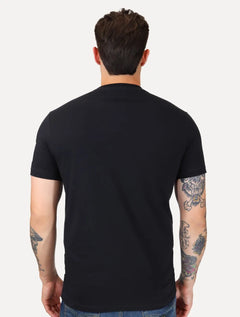 Camiseta Replay Masculina Slim Basic Crewneck Written Lateral Preta