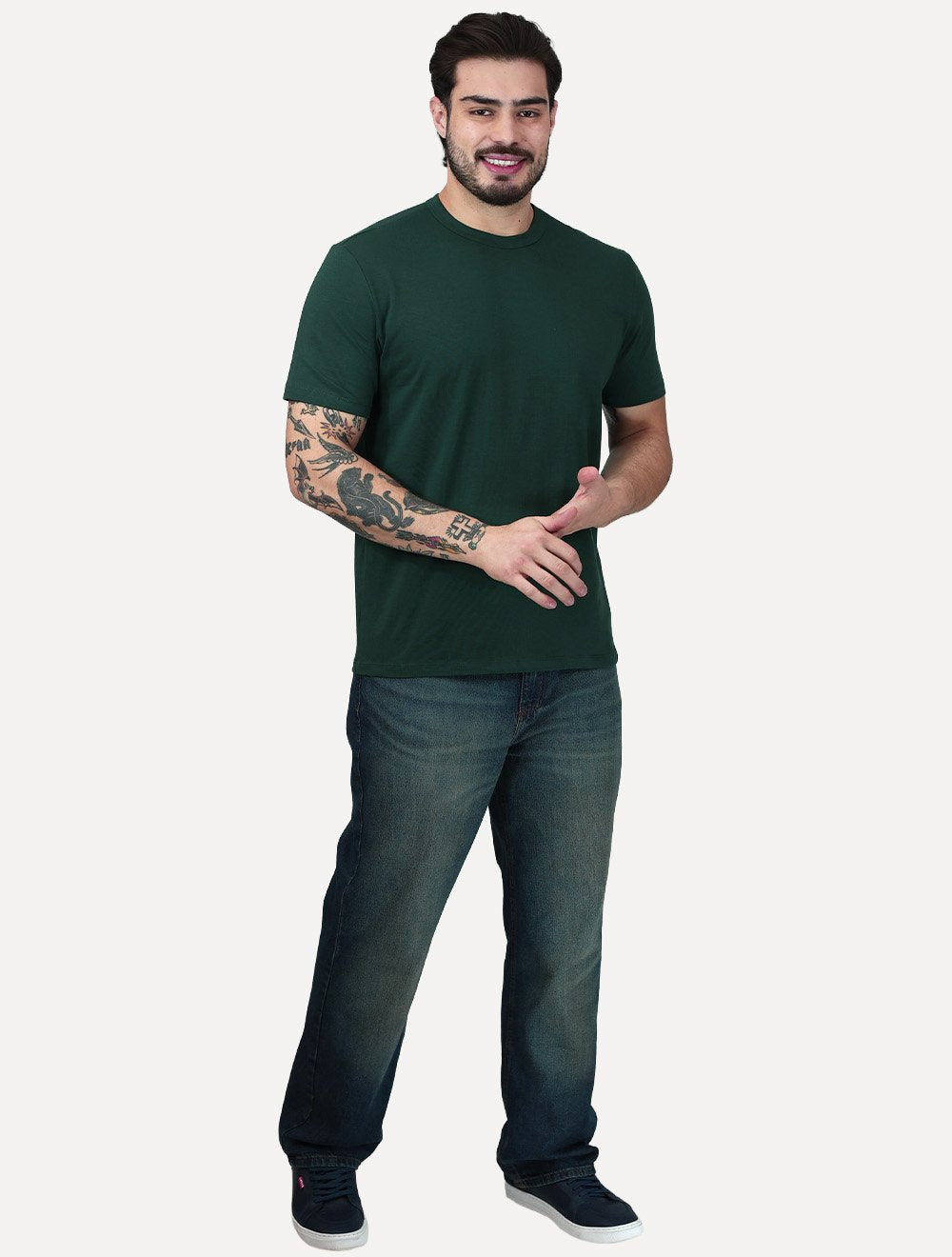Camiseta Calvin Klein Jeans Masculina Lisa Cotton Verde Escuro