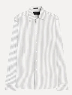 Camisa Ellus Masculina Slim Tricoline Arkansas Stripes Branca