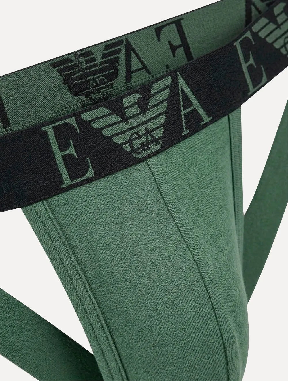 Kit Cuecas Emporio Armani Jockstrap EA Monogram Preta e Verde