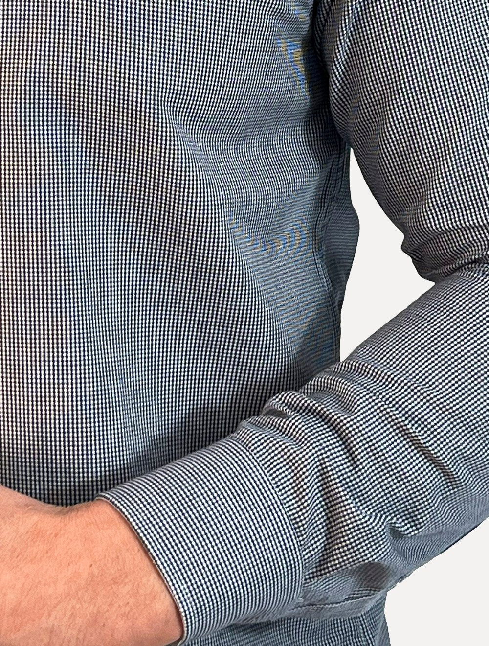 Camisa Dudalina Masculina Superfine Slim Tricoline Quadriculado Mono Logo Azul Marinho