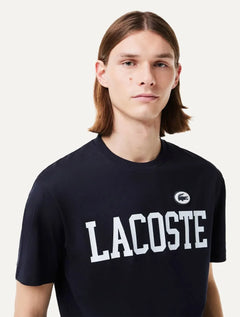 Camiseta Lacoste Masculina Jersey Print Logo Azul Marinho