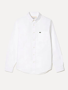 Camisa Lacoste Masculina Regular Oxford Buttoned Collar Branca