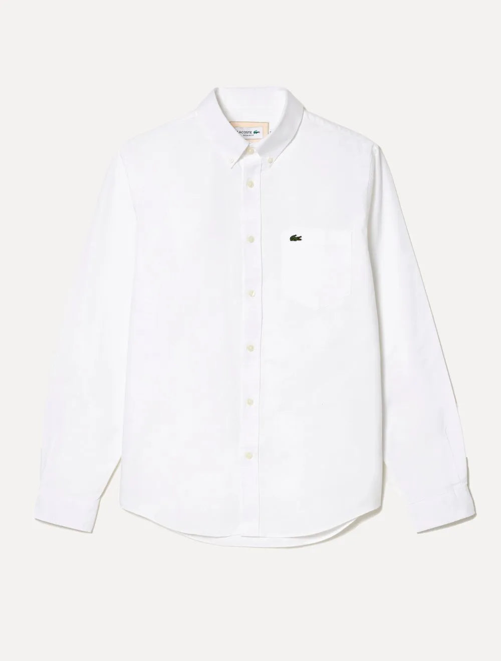 Camisa Lacoste Masculina Regular Oxford Buttoned Collar Branca