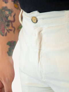 Bermuda Sergio K Masculina Chino Sarja Elastano Off-White
