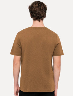 Camiseta Tommy Hilfiger Masculina Stack Center Brand Love Print Marrom Médio