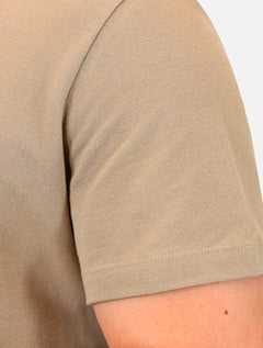 Camiseta Calvin Klein Masculina Piquet Rubber Patch Mono Logo Cáqui Claro