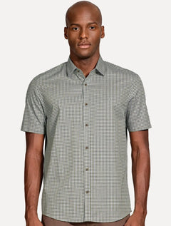Camisa Aramis Masculina Manga Curta Regular Mini Xadrez Verde/Cinza