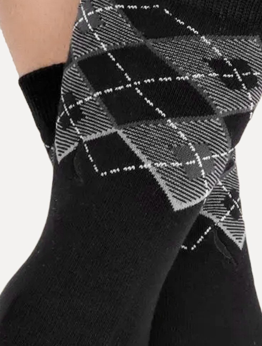 Meia Reserva Masculina Cano Alto Xadrez Preta