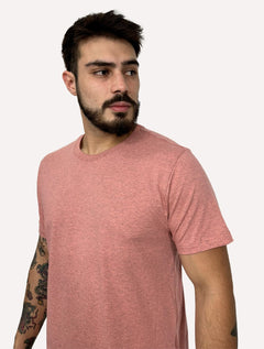 Camiseta Aramis Masculina Malha Fio a Fio Rosa Mescla