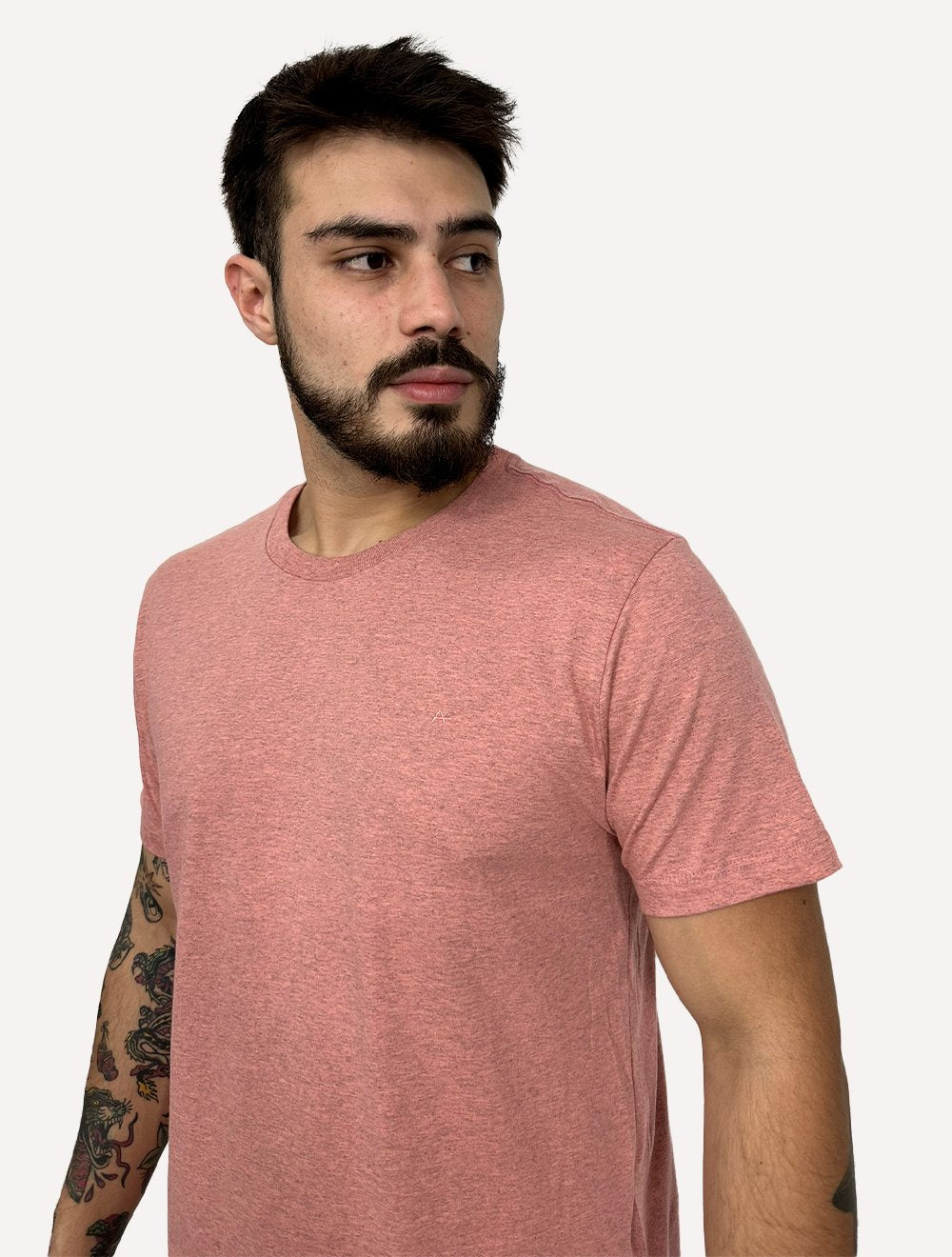 Camiseta Aramis Masculina Malha Fio a Fio Rosa Mescla