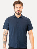 Camisa Colcci Masculina Manga Curta Relax Logo Azul Marinho