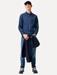 Camisa Lacoste Masculina Jeans Regular Fit Logo Escura