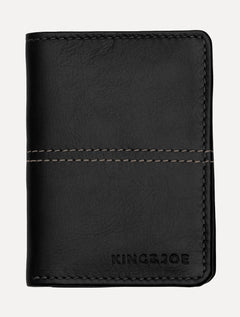 Carteira King & Joe Masculina Couro Vertical Pesponto Preto