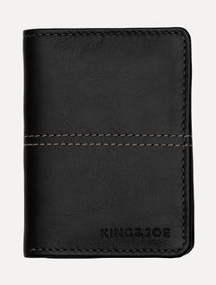 Carteira King & Joe Masculina Couro Vertical Pesponto Preto