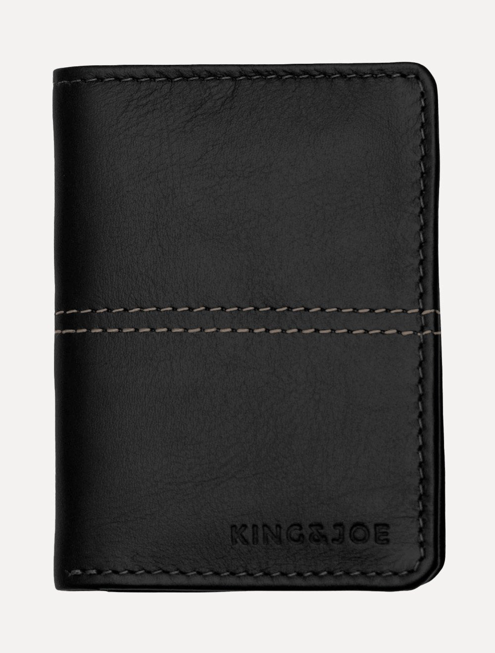 Carteira King & Joe Masculina Couro Vertical Pesponto Preto