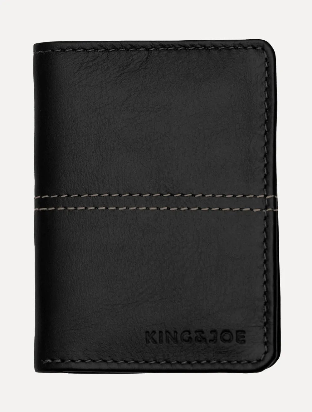 Carteira King & Joe Masculina Couro Vertical Pesponto Preto