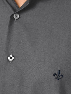 Camisa Dudalina Masculina Comfort Superfine Cotton Mono Logo Cinza Chumbo