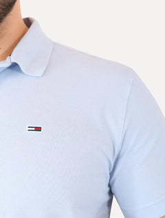 Polo Tommy Hilfiger Masculina Piquet Regular Placket Azul Claro