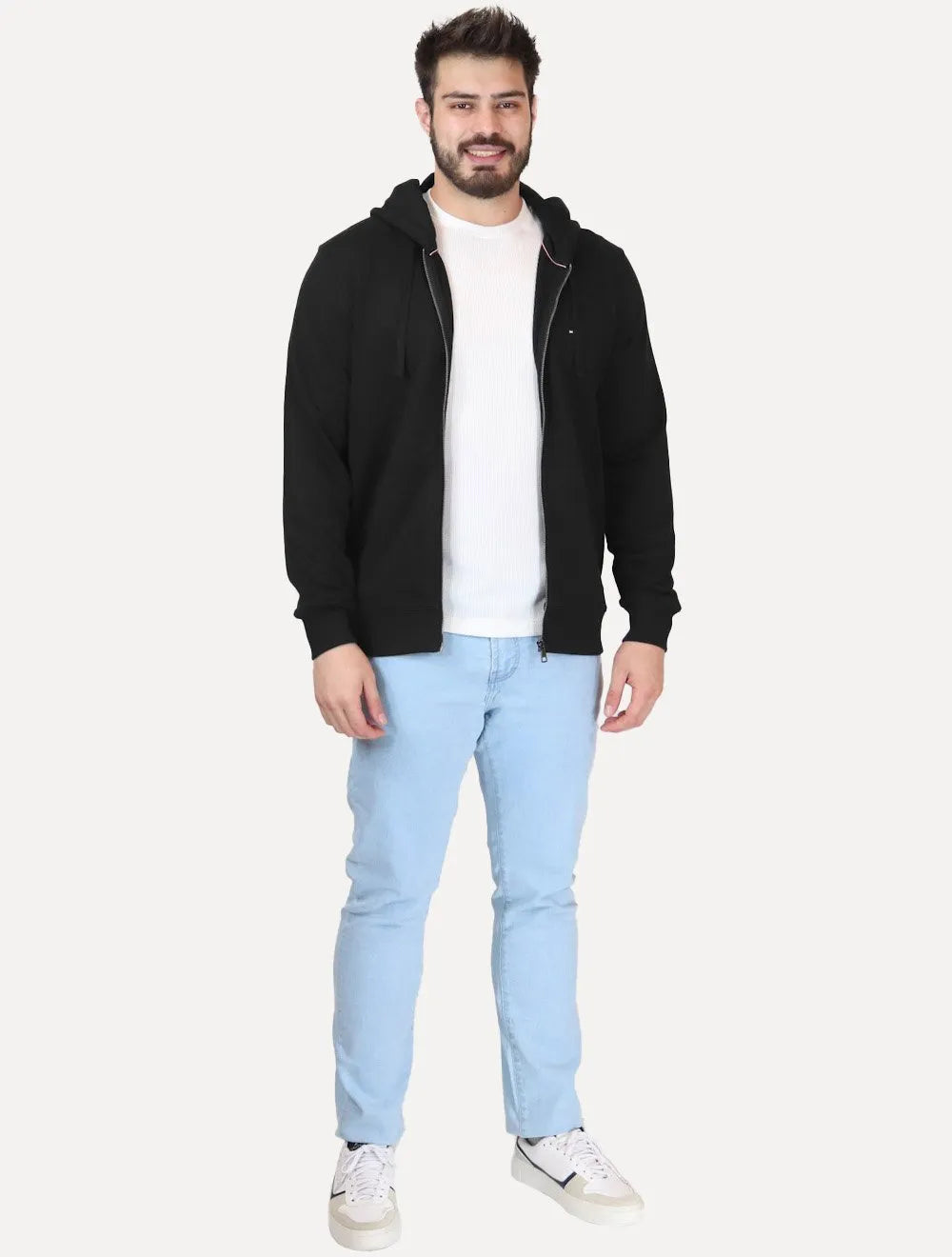 Moletom Tommy Hilfiger Masculino Flag Logo Zip-Through Hoody Preta