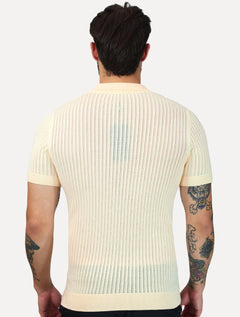 Tricô Dixen Manga Curta Gola Polo Off-White