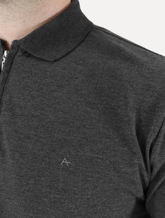 Polo Aramis Masculina Piquet Ziper Grafite Mescla