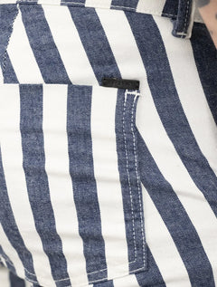 Bermuda Reserva Masculina Listrada Off-White/Azul Marinho