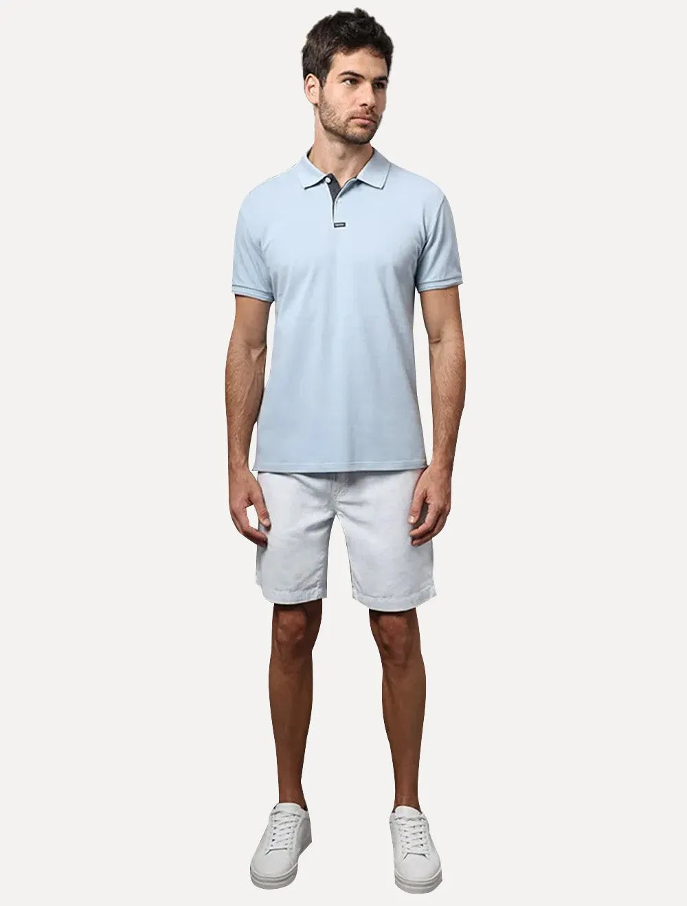 Bermuda Calvin Klein Jeans Masculina Cadarço Cotton Azul Claro