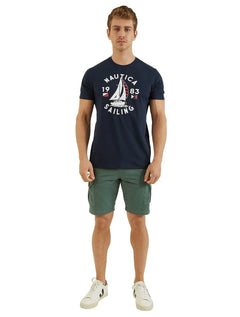 Camiseta Nautica Masculina 1983 Sailboat Sailing Azul Marinho