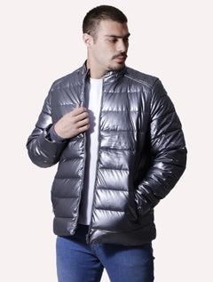 Jaqueta Victory Eagle Masculina Metalizada Puffer Cinza