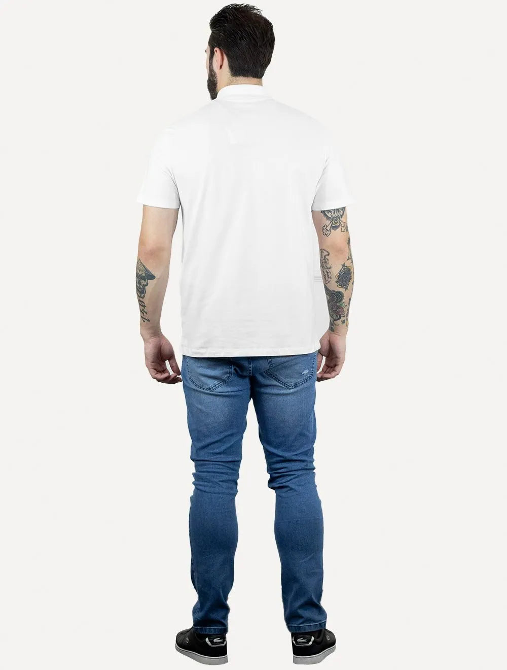 Polo John John Masculina Light Button Transfer Branca