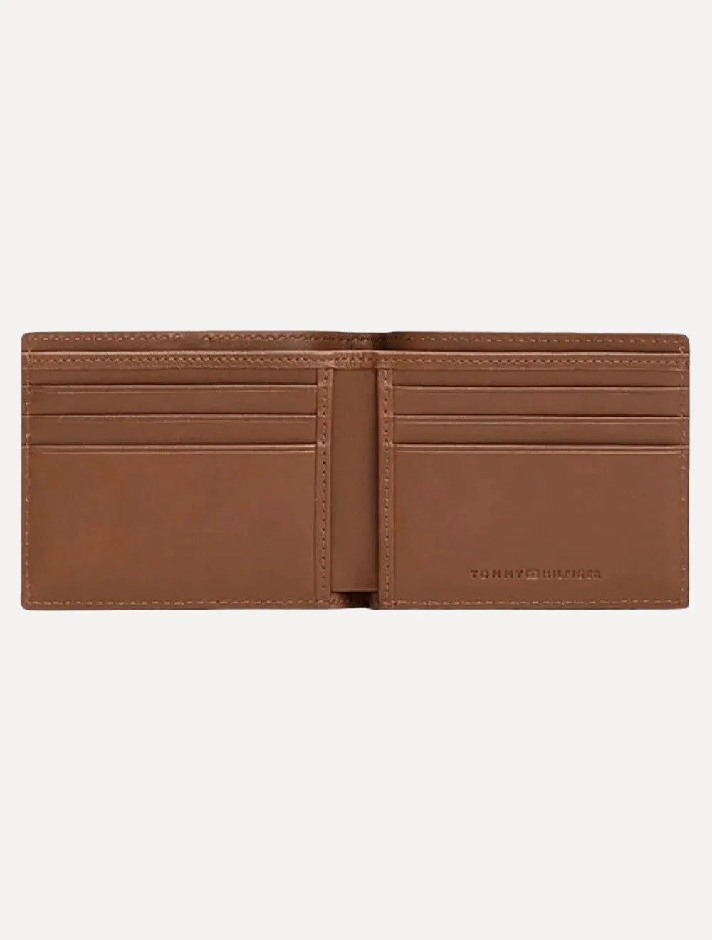 Carteira Tommy Hilfiger Masculina Couro Central Mini Flag Marrom